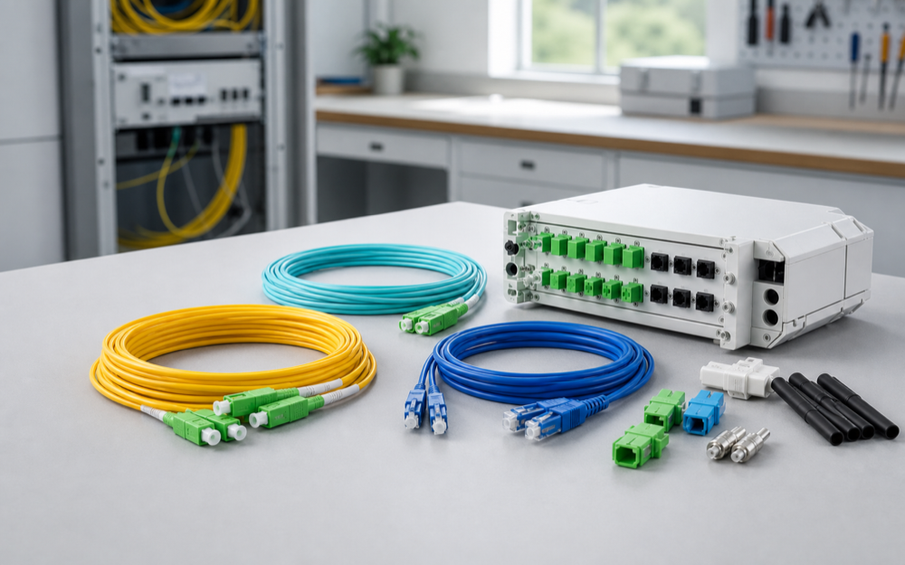 FTTH drop cable and fiber optic accessories