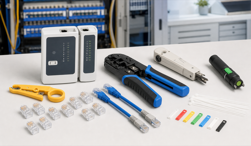 Patch panels keystone jacks faceplates and RJ45 patch cords